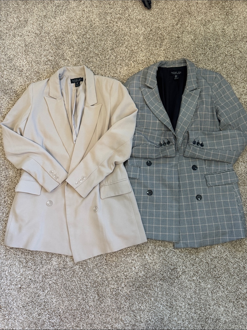 Women's Cream and Houndstooth Double-Breasted Blazers - bundle size medium